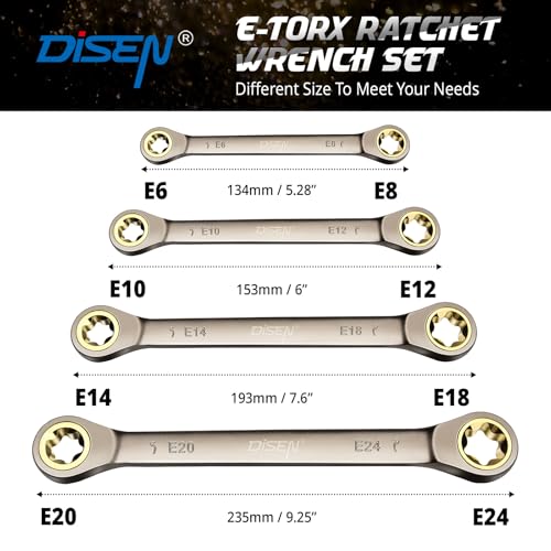 DISEN Upgraded 4-Piece E-Torx Double Box Ratcheting Wrench Set by DISEN - Used condition - Image 4