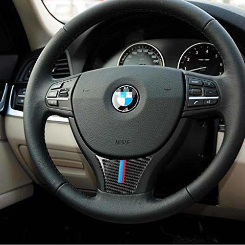 JMY Carbon Fiber Steering Wheel Sticker M Stripe Emblem 3D Car Sticker for F10 F11 5 Series 7 Series (Steering Wheel Decor) (B)