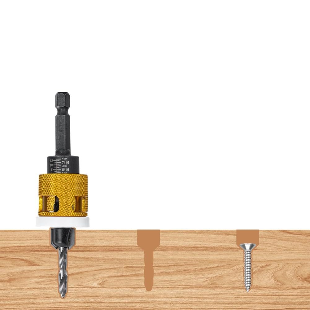 5 Stück Senkbohrer Set für Holz Mit Verstellbarem Tiefenanschlag Senker-Bohrer-Set für Holzverarbeitung Kunststoff