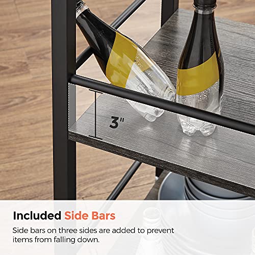Vasagle Industrial Bar Cart For The Home, Serving Cart With Wheels And Handle, 3-Tier Beverage Cart With Removable Tray And Storage Shelves For Living Room Kitchen, Charcoal Gray And Black Ulrc072B04 #TOP5