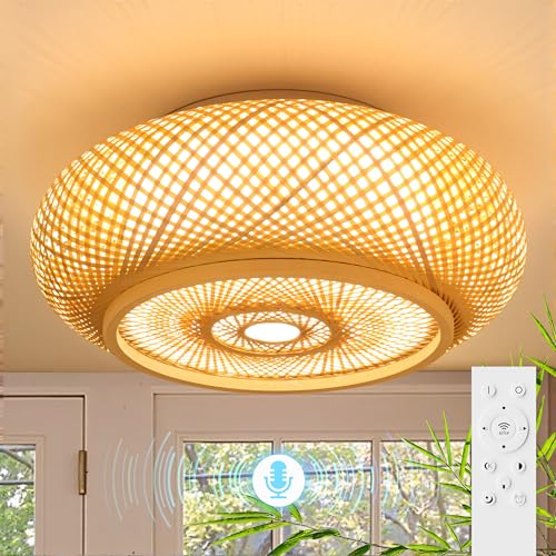 TRUWELLA Bamboo LED Ceiling Light Fixtures Smart Ceiling Light Voice