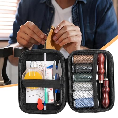 Kit de costura de couro,Kit de costura de couro - Kit de linha e agulha para estofamento | Kit de fe