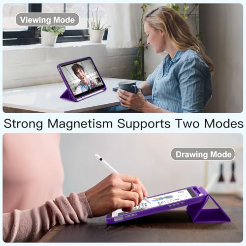 Image of Akkerds Compatible with iPad (A16) 11th Generation Case 11 Inch 2025, for iPad 10th Generation Case 10.9 Inch 2022 with Pencil Holder, Slim Trifold Stand Protective Cover with Soft TPU Back, Purple