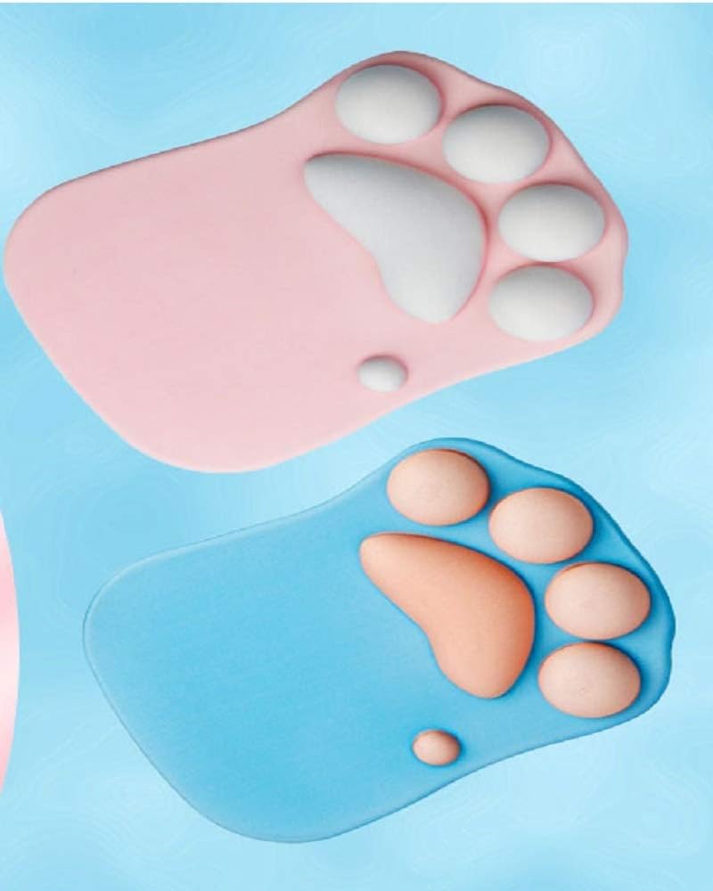 WESAPPINC Cat Paw Mouse Pad with Wrist Support Soft Silicone Wrist Rests Non Slip Ergonomic Mousepad for Office Computer Gaming Desk Decor (10.7x7.8x0.9'') (Light Blue) image 4