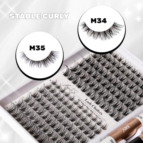 Lash Clusters 168pcs Manga Lash Extension Kit Curly 10-18mm Cluster Eyelash Extensions Natural Lash with Bond and Seal-M34+M35（Volume+Natural） — view 2