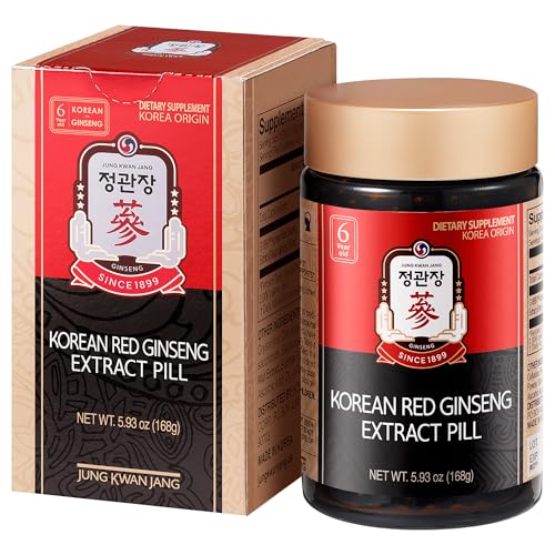 JUNG KWAN JANG Korean Red Ginseng Extract Pill - Red Panax Ginseng Energy Supplements with Rice Powder, Vitamins C & E - No Caffeine (800 Pills, 5.93 oz)