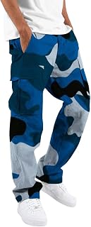 Mens Cargo Pants Drawstring Casual Hiking Pants Joggers Athletic Trousers Cotton Loose Straight Sweatpants for Men
