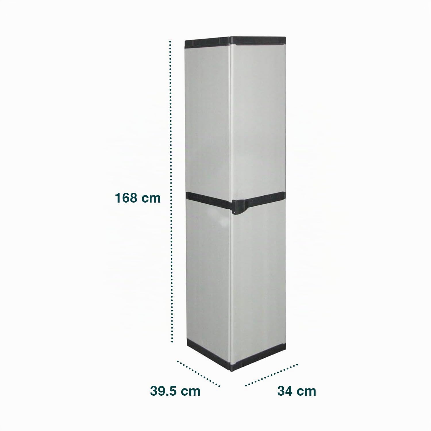 Armario Modular de 1 Puerta – Armario versátil de plástico – Armario para Interiores y Exteriores – 34 x 39,5 x 168 cm, Gris