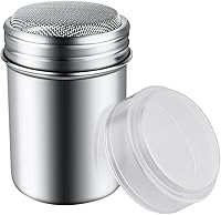 Vista 3 de 1 pieza de agitador de polvo de azúcar de acero inoxidable con tapa, agitador de malla fina para polvo de canela para bicarbonato de sodio, cacao