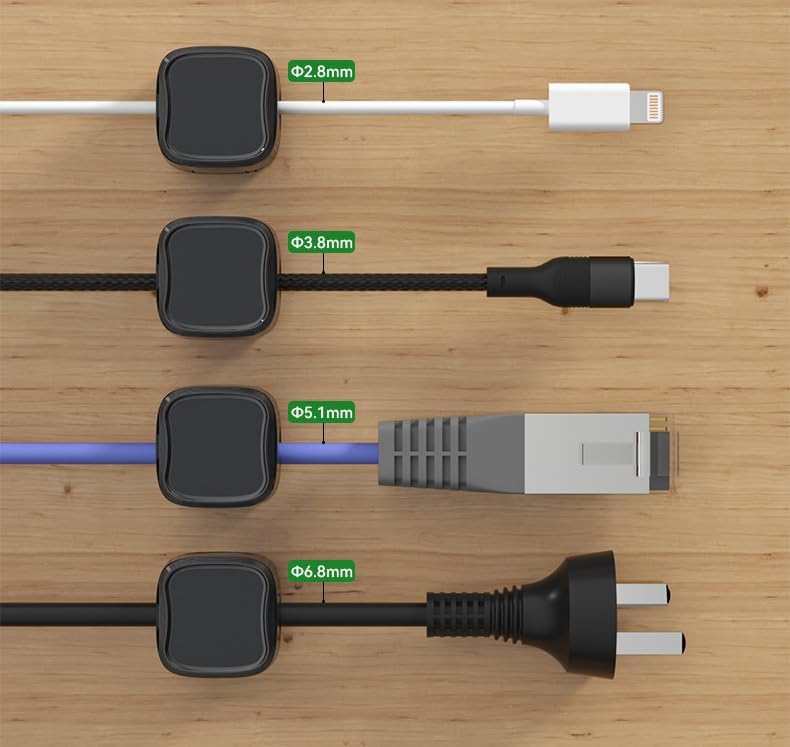 Miniatura 5 de Organizadores de Cables adhesivos Negros - Pack de 4 unidades  Gestión de Cables para oficina, escritorio, casa, TV o PC