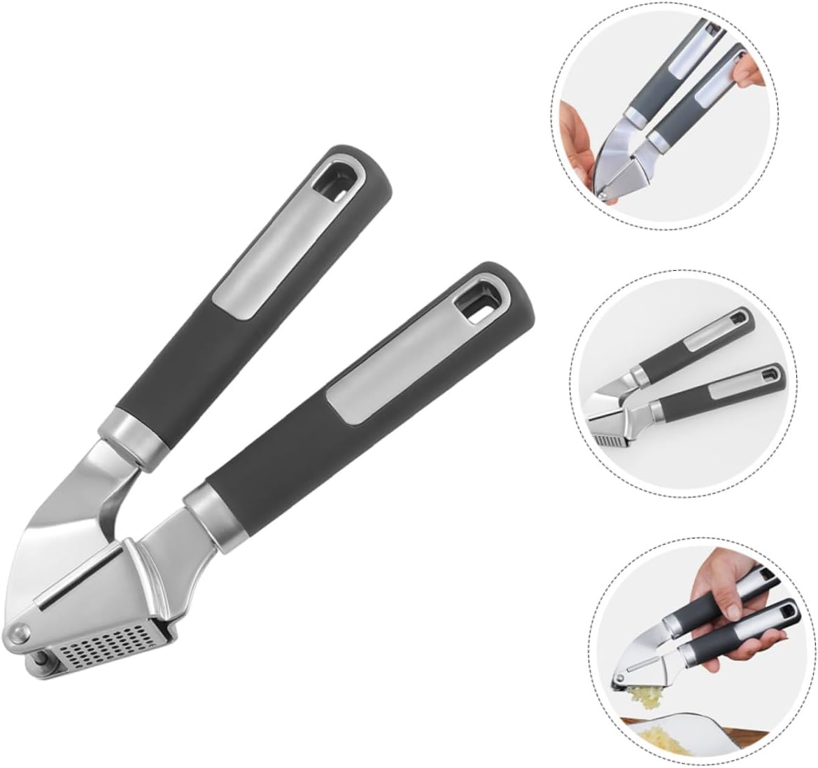 Manual Stainless Steel Garlic Press Crusher Tool Handheld Garlic Mincer Kitchen Peeler for Home Cooking