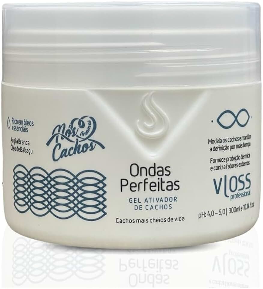 Gel Ativador De Cachos Ondas Perfeitas Gelatina Capilar Vloss | Definição e Brilho para Cabelos Cacheados, Afros, Crespos, Cachos Naturais e Transição Capilar | Hidratação e Fixação Leve