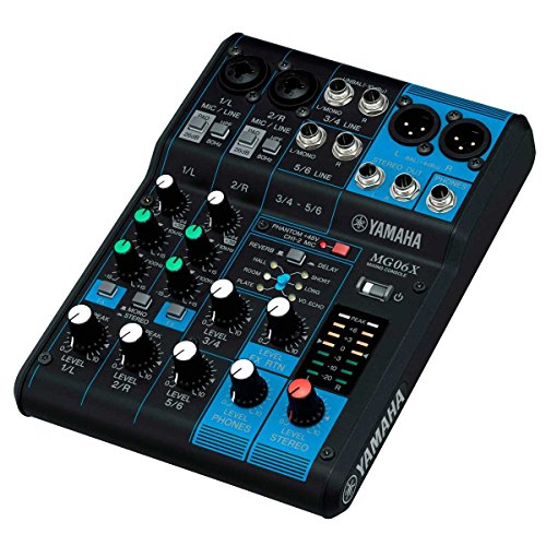 Mesa de Som Yamaha MG06 com 6 canais - 2 Entradas de Microfone