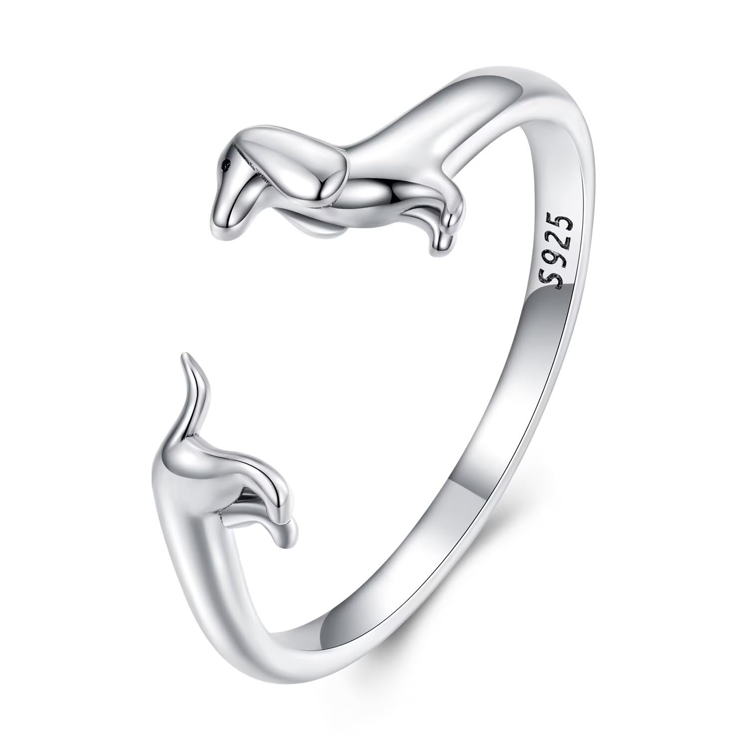 Bassotto Volpe Devilfish Anello Regolabile con Apertura Personalizzato S925 Argento Donna Anello Carino Regalo Animale Nipote