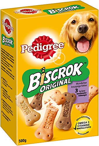 PEDIGREE Hundesnacks Hundeleckerli Biscrok in 3 Geschmacksrichtungen, 6 Packungen (6 x 500g), 3000 g