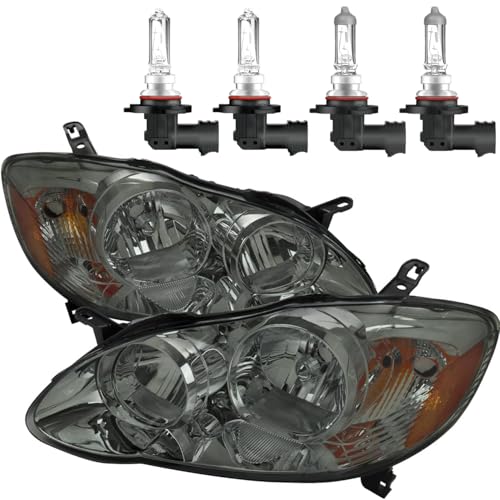 KarSpareHub Headlights Assembly for 2003-2008 Toyota Corolla Headlamp Replacement Clear Lens Chrome Housing Amber Reflector Driver & Passenger Side by KarSpareHub - Used condition - US$72.63