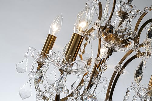 ALOADECOR W18 in 5-Light Classic and Traditional French Antique Gold Glam Crystal Chandelier Teardrop Crystal Chandelier for Dining Room Raindrop Crystal Pendant Lighting for Foyer by ALOADECOR - Image 6