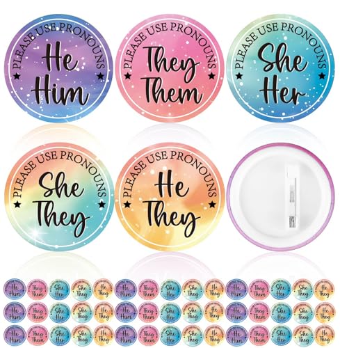 Hoteam 100/200/400 Pcs Pronoun Pins Gender Identity Pride Pins Bulk They Them Pronouns Badges Buttons Recognition Brooch Team Boy or Girl Badges for Party Conference Clothes Decor(Gradient Color 200)
