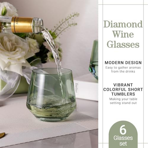 Colorsavant Stemless Green Wine Glasses