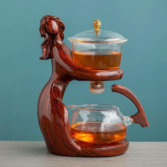 Tetera de kungfu para hacer té, juego de té automático, soporte para tetera de vidrio resistente al calor, Base, infusores de té, artículos de té