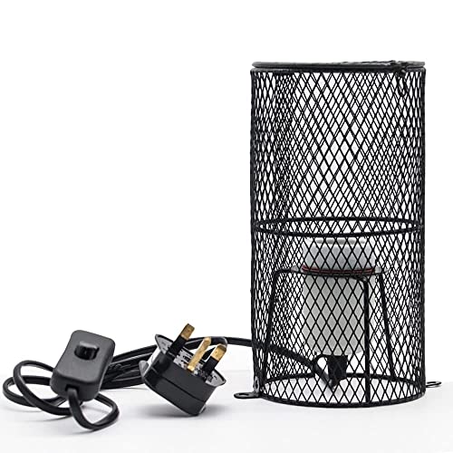 zalati Heating Lamp Socket with Lampshade Lighting Guard Anti Hot Bracket Cage Holder for Reptiles Pets Protection - 200W