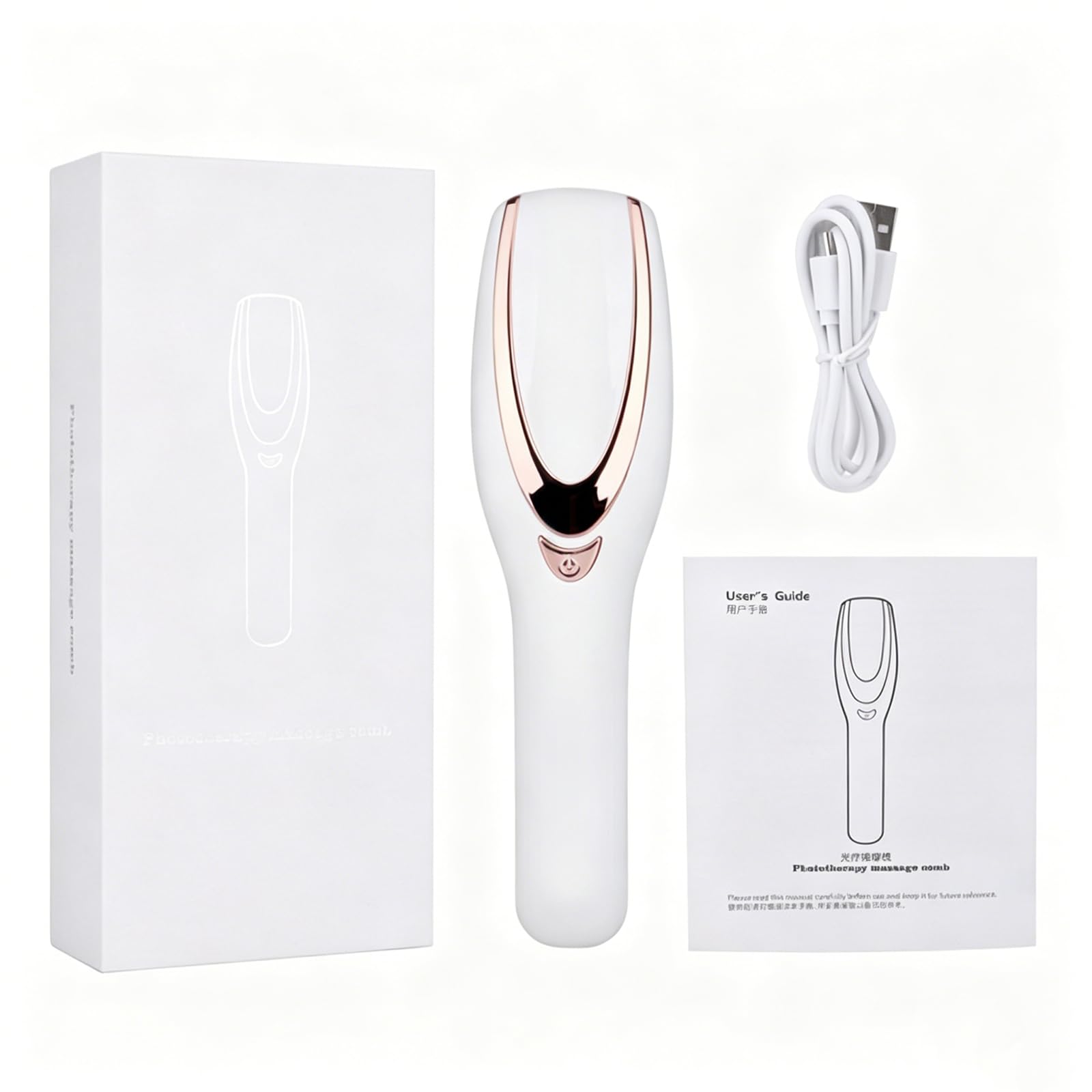 Peine de masaje eléctrico para cuero cabelludo con luz LED roja y azul, 3 niveles de intensidad de vibración, cepillo de pelo recargable con 28 nudos suaves, portátil, para hombre y mujer