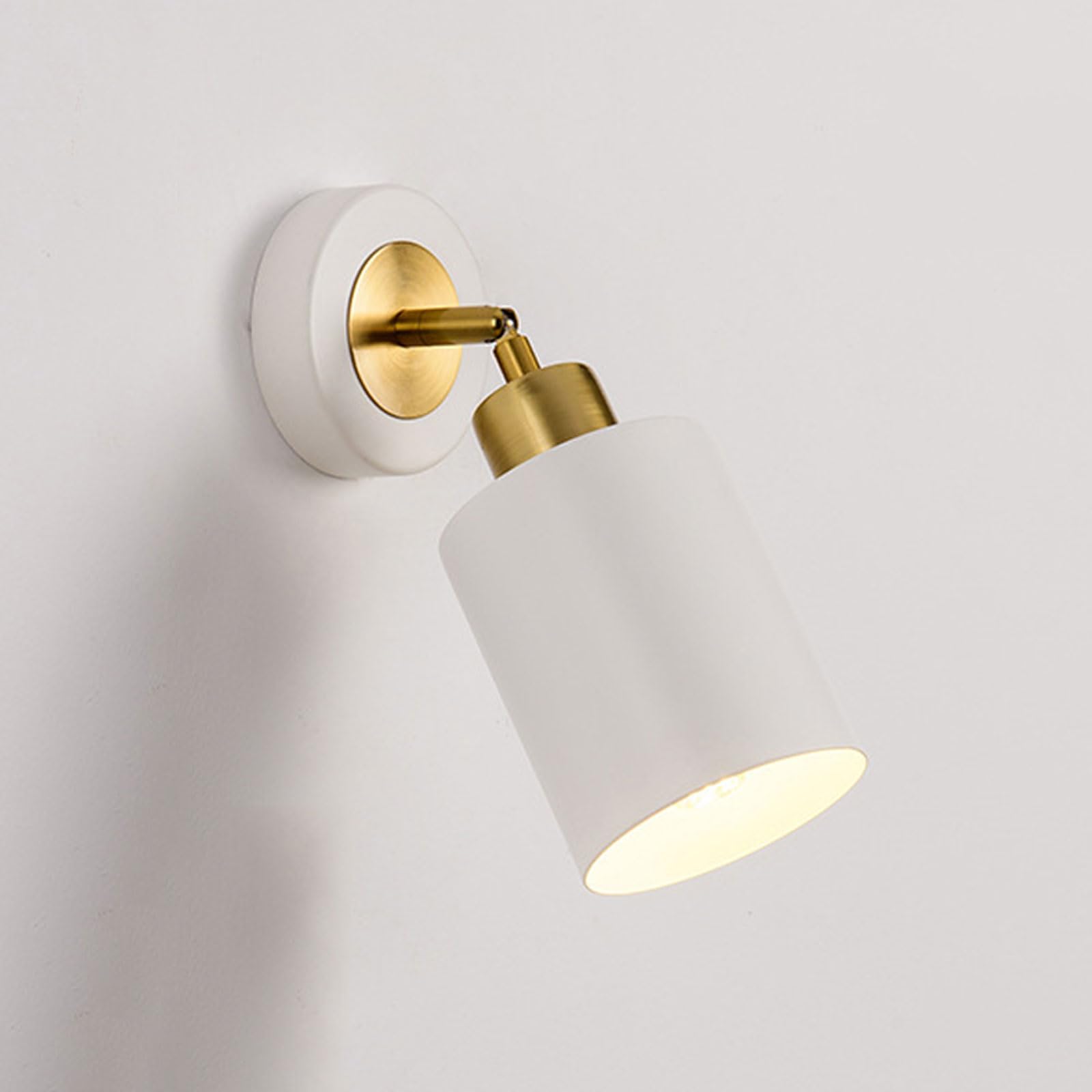 AWEITG Adjustable Wall Sconce White/Black Hardware Lampshade for Bedroom and Living Room - E26/E27 Compatible Lighting Fixture(White-2)