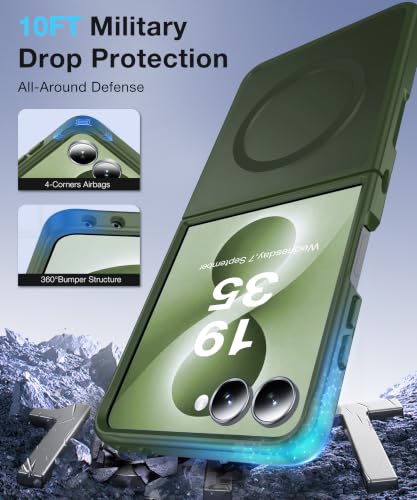 Image of NO.1 Magnetic for Samsung Galaxy Z Flip 8 Case with MagSafe | [Military Grade Drop Tested][Translucent Matte][Anti-Fingerprint] Soft Silicone Bumper for Samsung Flip 8 Case Slim,Green