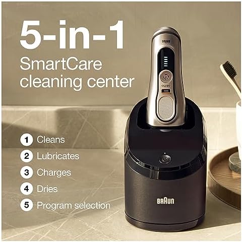 Braun Electric Razor for Men, Waterproof Foil Shaver, Series 9 Pro 9477cc, Wet & Dry Shave, with Portable Charging Case, ProLift Beard Trimmer, 5-in-1 Cleaning & Charging SmartCare Center, Silver — view 6