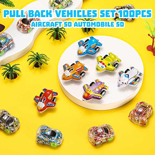 100 Pcs Pull Back Vehicles Bulk, Pull Back City Cars 50 Pcs Pull Back Tiny Cars 50 Pcs Pull Back Plane Toys For Car Party Favors Classroom Prizes Goodie Bags Fillers #TOP1