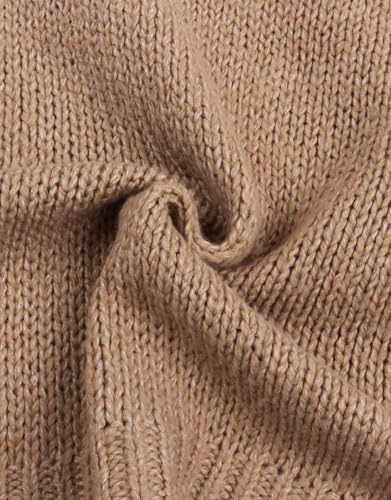 Image of Women's Tie Cardigan Sweaters Long Sleeve Chunky Knit Big Cute Heart Sweater Coats Khaki Large