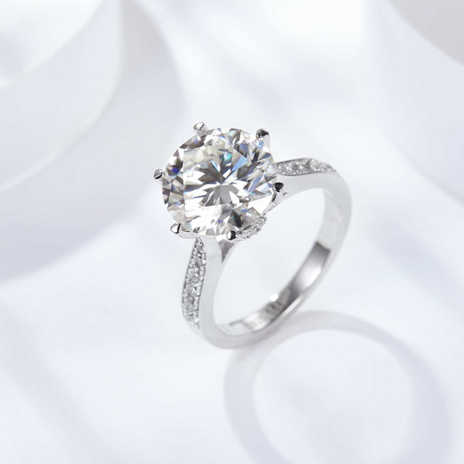 Alianzas de boda de moissanita de 5 quilates, color D, claridad VVS1, anillos de diamantes para mujer, chapados en plata de ley 925 de 18 quilates, anillos de moissanita para mujer con