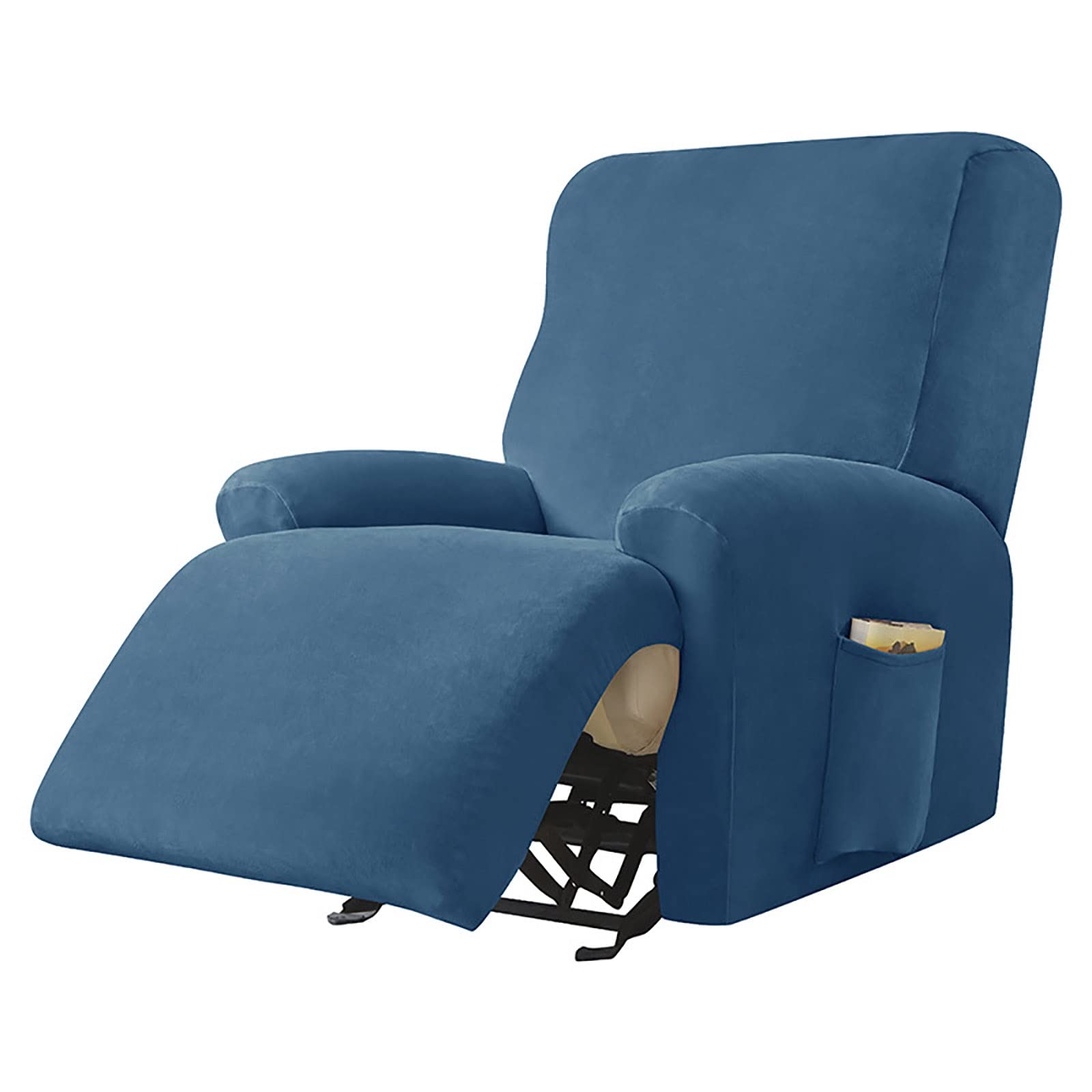 Funda de sillón de terciopelo elástica de 4 piezas para renovar mueble