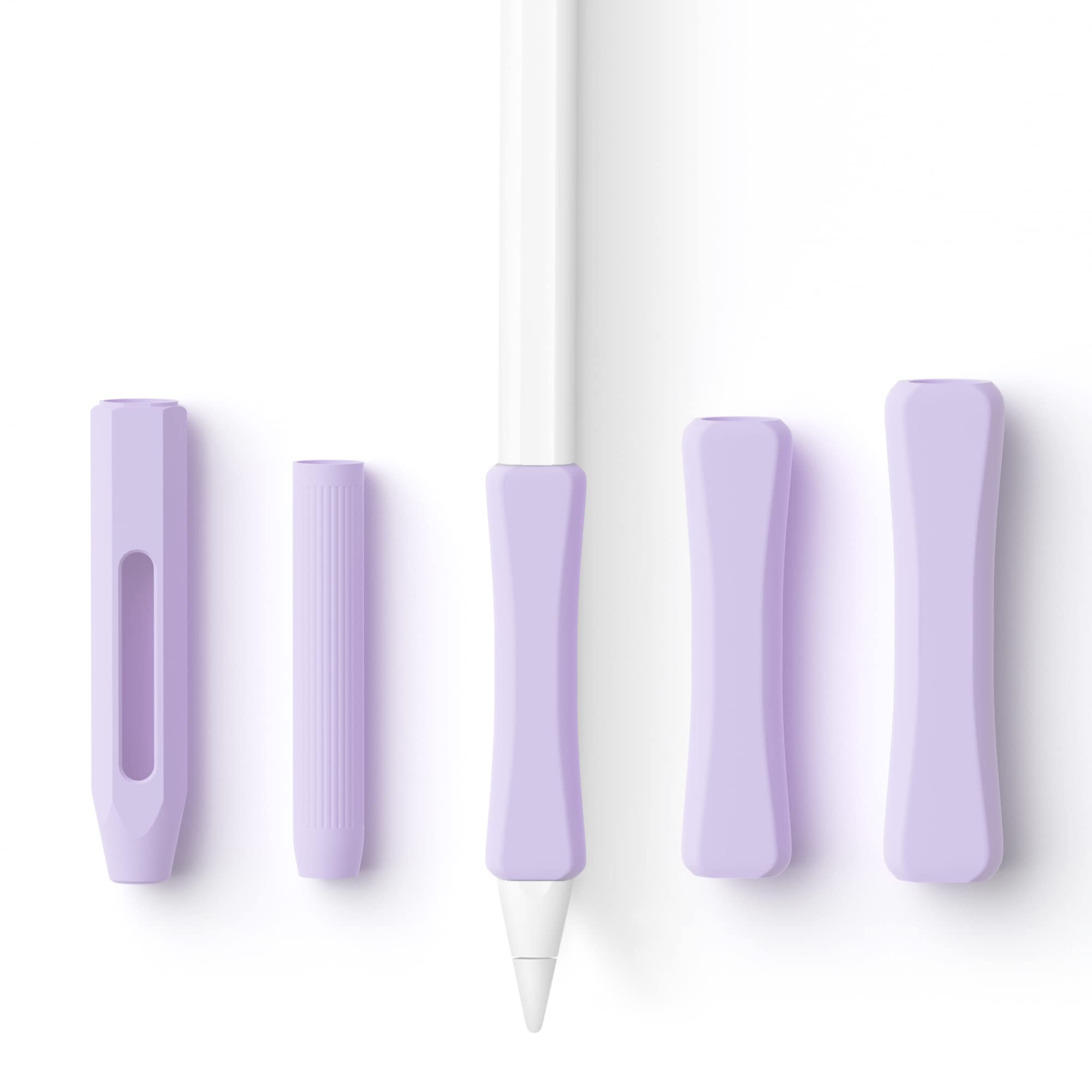 5 Pack Pencil Grips Compatible with Only Apple Pencil 2nd Generation Silicone Ergonomic Design Sleeve Holder(Lavender)-picture-30