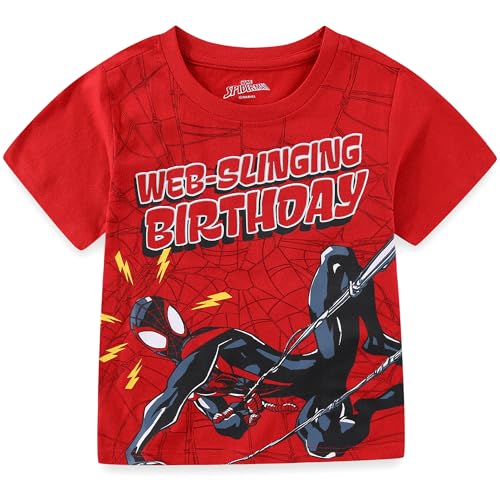Marvel Spider-Man Miles Morales Boys Short Sleeve T-Shirt Birthday Shirt for Toddler and Big Kids