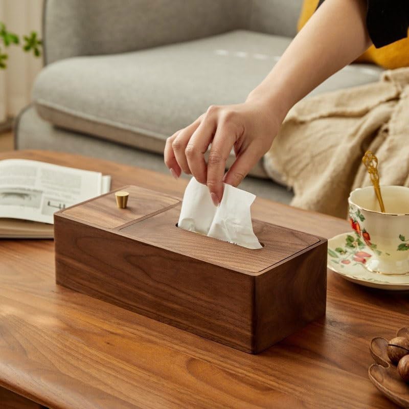 Black Walnut Wood Cotton Swab Storage Tissue Paper Box Living Room Multi Functional