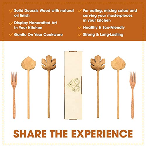 Jabihome Wooden Spoons And Forks Set Of 3, Salad Servers For Thanksgiving Decorations, Serving Utensils Cooking Gifts For Women, Christmas Gifts For Mom, Funny White Elephant Gifts For Adults #TOP5