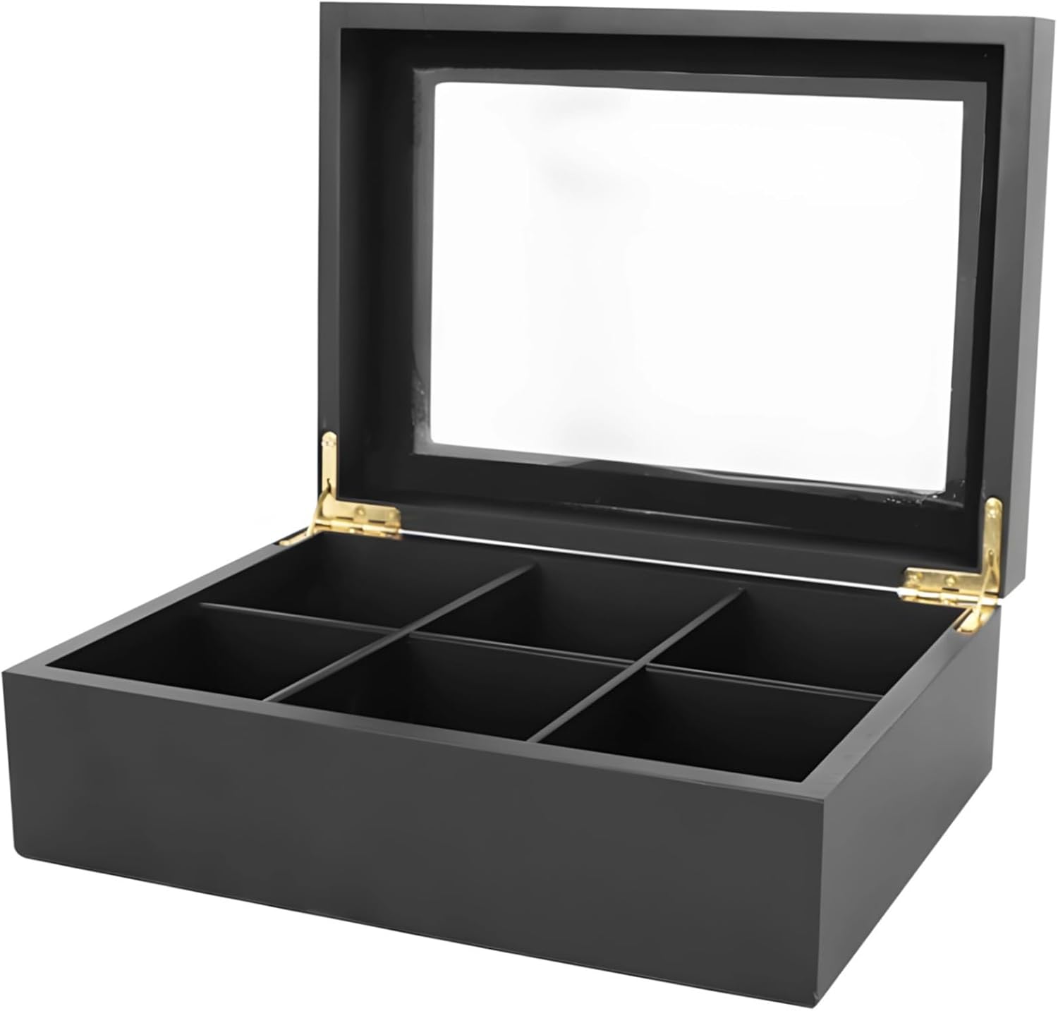 Tea Box With Glass Lid, Wooden Organizer With 8 Compartments, Elegant Tea Bag Holder For Loose Leaf Tea, Perfect Display Case For Green & Black Tea