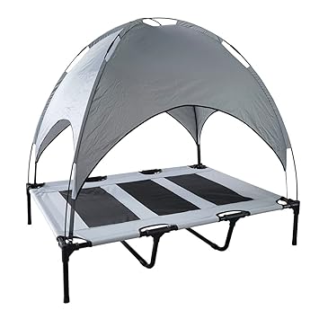 Qingyuan Elevated Dog Bed with Canopy Outdoor t Cot Portable Sunshade t Tent Cooling Bed for Dogs Cats Camping Beach, XL