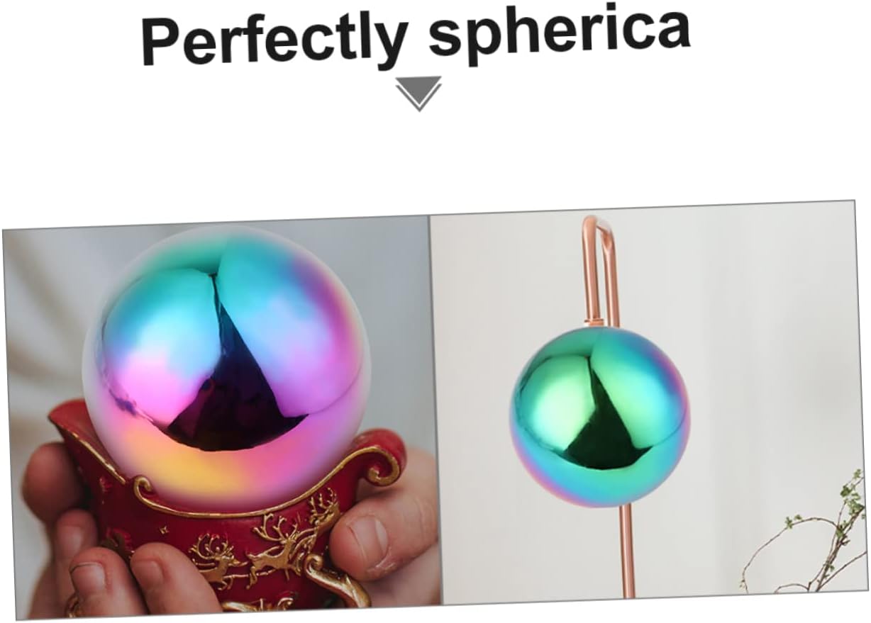 DULAI 4 pcs Polished Hollow Ball Rainbow Gazing mirros Floating Pond Balls Blue Gazing Ball Unbreakable Gazing Ball Gazing Mirror Garden Gazing Stainless Steel Decorations Reflective