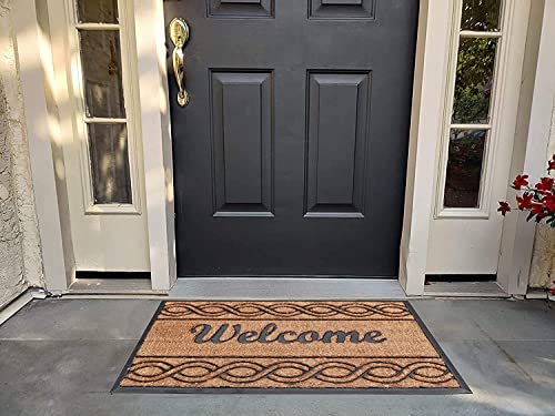 A1 Home Collections Natural Coir And Rubber Large Door Mat, 23X39, Thick Durable Doormats For Indoor Outdoor Entrance,Heavy Duty, Thin Profile, Long Lasting Front Door Entry Doormat #TOP4