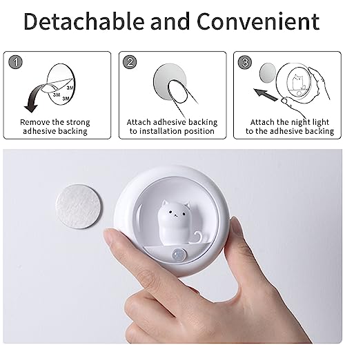Lámpara nocturna de sensor de movimiento pata de gato USB recargable miniatura 4