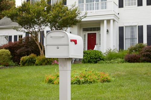 Image of Architectural Mailboxes 6300W-10 Oasis 360 Mailbox, White | Galvanized steel build with a secure steel cam lock, dual access doors, and hopper delivery door. USPS approved.