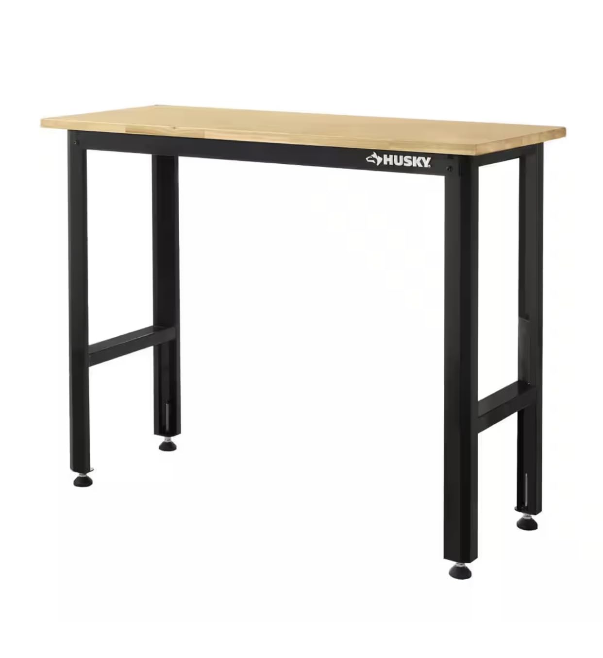 Husky ReadytoAssemble 4 ft. Solid Wood Top Workbench in Black for
