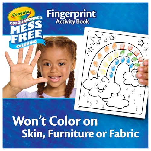Image of Crayola Color Wonder Mess Free Fingerprint Activity Book, Finger Painting Alternative, Arts & Crafts Gift for Kids Ages 3+