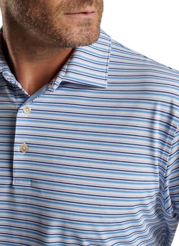 PETER MILLAR Men's Fairmont Performance Jersey Polo, White/Liberty Blue, XL4