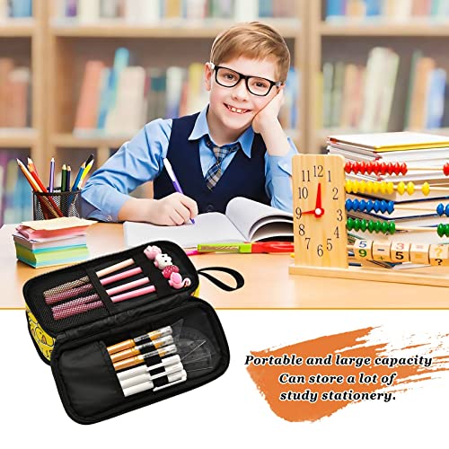 Image of Pencil Case Yellow Duck Cartoon 3 Compartments Pencil Pouch | Big Capacity,Aesthetic,Organizer Markers,Pencil Box,,Boys,Girls,Adults,Students,Back to School Season,Gift