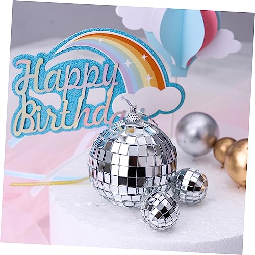 Uonlytech - 6 piezas de adornos colgantes reflectantes de espejo plateado para decoración de fiestas, bodas, eventos nocturnos y discotecas miniatura 3