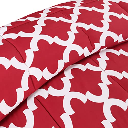 Utopia Bedding - Comforter Bedding Set With 1 Pillow Sham - Bedding Comforter Sets - Down Alternative Comforter - Soft And Comfortable - Machine Washable, Quatrefoil Red, Twin #TOP3