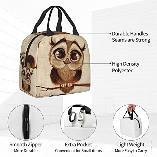 Kiuloam Cute Owl Vintage Reusable Insulated Lunch Bag For Boys Girls Men Women Lunch Box Tote Bag Food Container For Work Travel Picnic #TOP4
